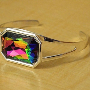 27x18.5mm Swarovski Faceted Emerald-Cut Rectangle Cuff Bracelet Many Different Colors SW8FP image 4