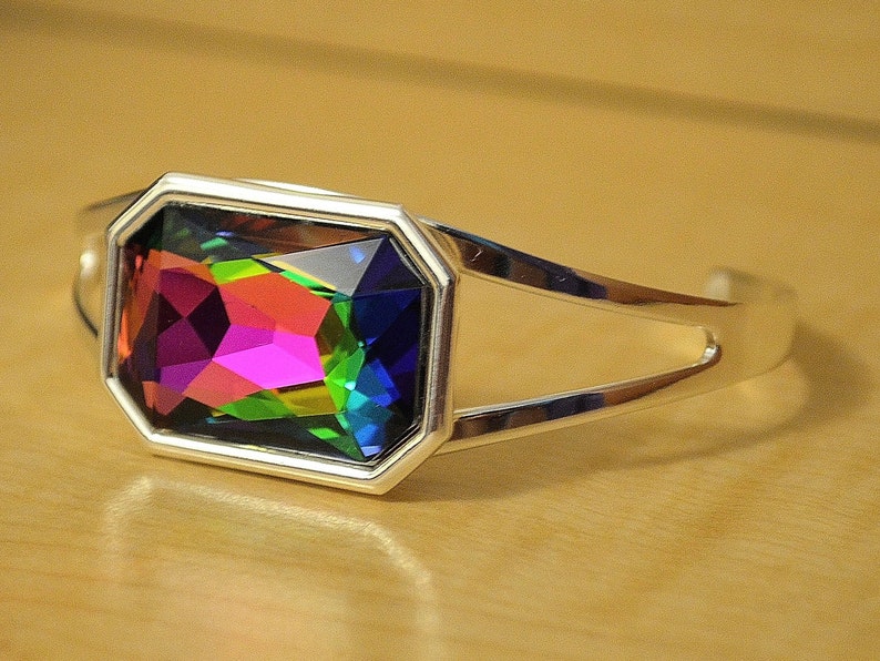 27x18.5mm Swarovski Faceted Emerald-Cut Rectangle Cuff Bracelet Many Different Colors SW8FP image 3