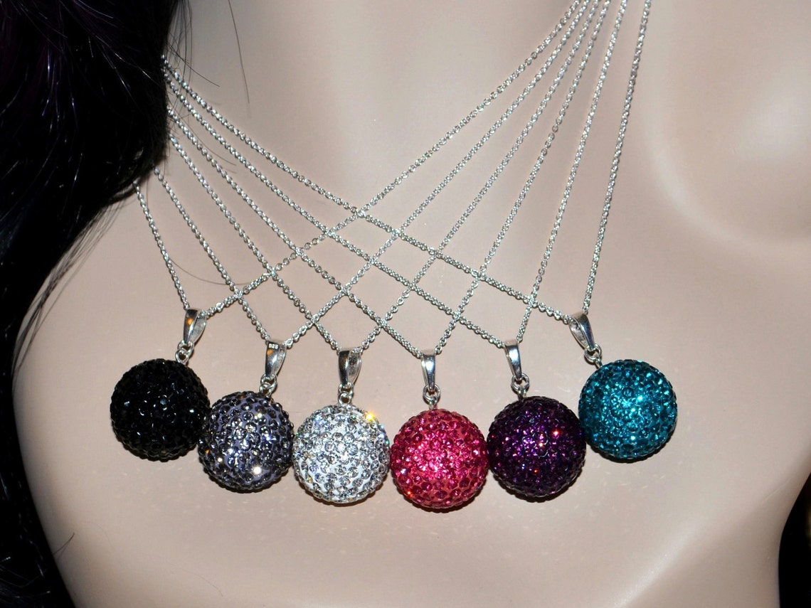 HUGE 22mm 1 Inch Pave Crystal Disco Ball Bead Necklace Etsy