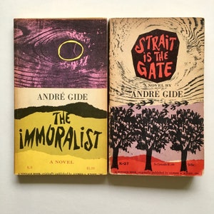 3 Books by Andre Gide - Strait is the Gate, The Immoralist & Lafcadio&#39;s Adventures - Vintage Paperback Books