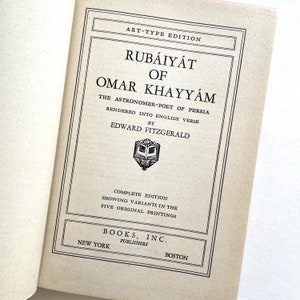 Rubaiyat of Omar Khayyam - the Astronomer-Poet of Persia - translated by Edward Fitzgerald - Vintage Hardcover Book