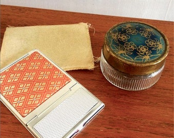 Mirror Compact and Glass Jar - Makeup/Bathroom Accessories