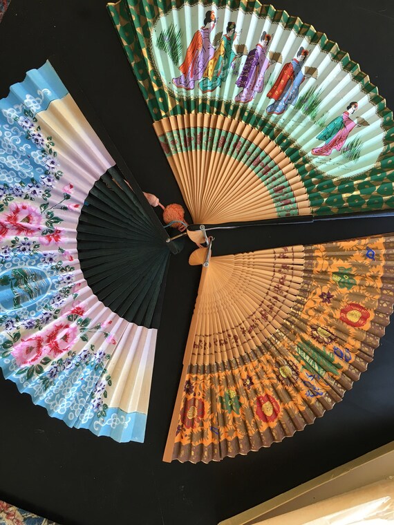 3 Hand-Painted Fans - image 10