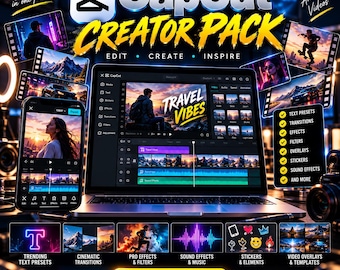 CapCut Creator Pack | Video Editing Assets, VFX, LUTs & Transitions | CapCut Editing Bundle | 4K HD Digital Download