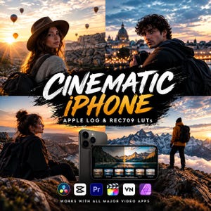 iPhone LUTs Cinematic Pack | 30 Apple Log & Rec709 LUTs | Film Look Color Grading for DaVinci, Premiere Pro, CapCut | Content Creator Bundle