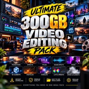 Video Editing Pack 2026 | Transitions, Overlays, SFX, VFX, Cinematic LUTs | 4K Mega Bundle for Premiere Pro, CapCut, DaVinci