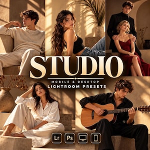 Studio-portret Lightroom-presets, AI-masker-presets, portretfotobewerking, professionele Lightroom-presets, mobiel en desktop