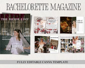 Personalized Bachelorette Magazine Template, Bride Weekend Itinerary (Digital Download)