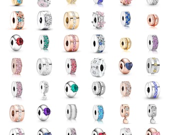 Pandora Compatible Charm Beads for Bracelet, Crystal Spacer Charms, Flower Heart Birthstone Beads, Silver Gold Rose Gold Gift for Her