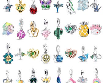 Pandora Charms Bracelet Beads, 925 Silver Style Compatible Dangle Charms, Animal Butterfly Flower Heart Ocean Gift for Her