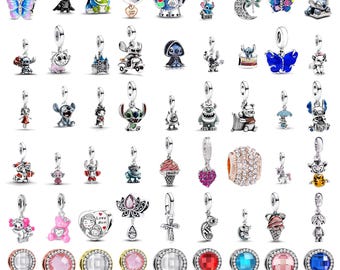 Pandora Charms Bracelet Beads Compatible Disney Stitch Cartoon Dangle Charm Heart Butterfly Animal Charm Beads Gift for Her Mom Daughter