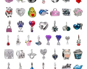 Pandora Compatible Charm Beads, Cute Charms for Pandora Bracelet, Heart Mom Best Friend Animal Dangle European Beads Gift