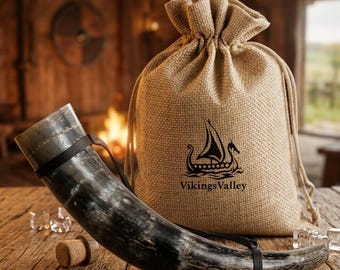 Handmade Viking War Horn Blowing Trumpet | 15 Inch Natural Ox Horn with Leather Strap | Viking Horn Instrument for LARP Cosplay, Reenactment