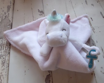 Personalized Unicorn lovey blanket, personalized baby gift, comfort blanket, baby shower gift, embroidered personalized gift, new mom gift