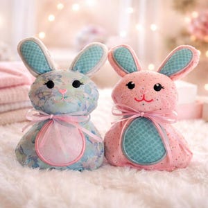 Minky Bunny Stuffies (Pair): Soft Plush Toddler Toy, Easter Basket Stuffer