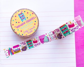 Bookworm Essentials Washi Tape - 1 Roll Washi Tape - Decorative Tape - Bullet Journal Tape - Bookish Washi