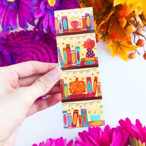 Fall Bookshelf Bookmark, Matte Bookmark, Cute Bookmark, Fall Bookmark, Autumn Bookmark, October