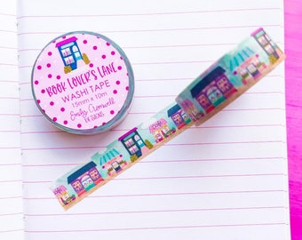 Book Lovers Lane Washi Tape - 1 Roll Washi Tape - Decorative Tape - Bullet Journal Tape - Bookish Washi