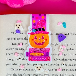 Orange Jack-O-Lantern Book Stack Magnetic Bookmark - Magnetic Bookmark - Halloween Bookmark