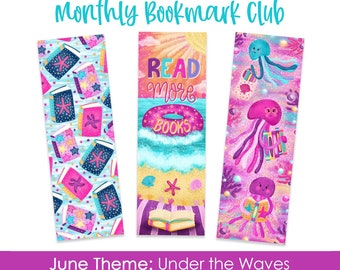 Monthly Bookmark Club, June Theme: Under the Waves, Summer Reading, Summer Bookmark, Ocean Bookmark