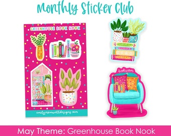 Monthly Sticker Club, May Theme: Greenhouse Book Nook