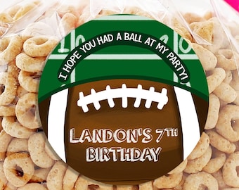 Football Birthday Stickers - Sports Birthday Favor Stickers - Football Birthday - Football Birthday Treat Bags - Sheet of 12 or 24