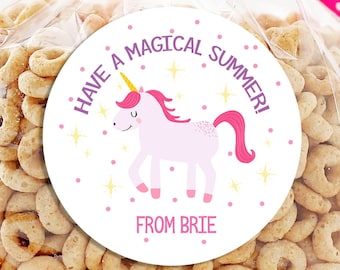 Last Day of School Unicorn Stickers - Magical Summer - Unicorn Stickers - Summer Break - End of School Year Stickers - Sheet of 12 or 24