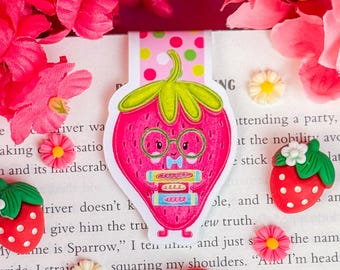 Strawberry Librarian Magnetic Bookmark