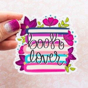 Book Lover Floral Vinyl Sticker, Bookish Stickers, Floral Sticker, Bookworm, Book Lover