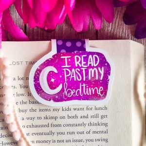 I Read Past My Bedtime Celestial Magnetic Bookmark - Cute Magnetic Bookmark - Floral Bookmark - Bookish - Magnetic Bookmark