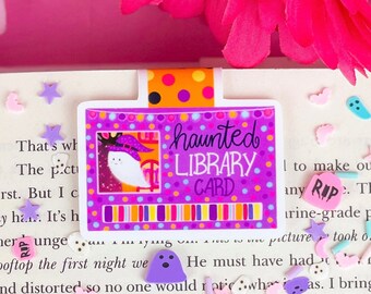 Haunted Library Card Magnetic Bookmark - Magnetic Bookmark - Halloween Bookmark