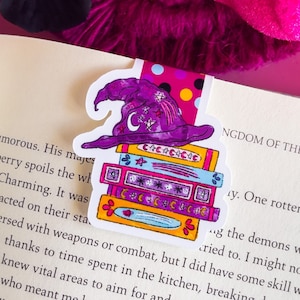 Witch Hat Book Stack Magnetic Bookmark - Magnetic Bookmark - Halloween Bookmark