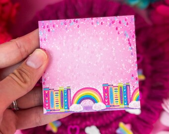 Rainbow Bookshelf Sticky Notes 3" x 3"