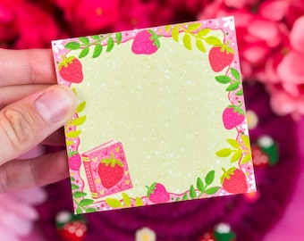 Strawberry Book Sticky Notes 3" x 3"