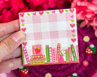 Strawberry Bookshelf Sticky Notes 3" x 3"