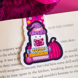 Halloween Ghost on a Book Stack Magnetic Bookmark - Magnetic Bookmark - Halloween Bookmark