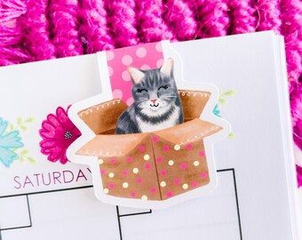 Kitty in a Box Magnetic Bookmark - Cat Magnetic Bookmark - Bookish - Cat Lover - Mitty Kitty Collection