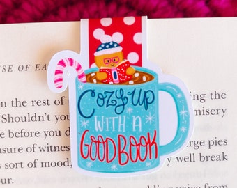 Cozy Up With a Good Book Hot Cocoa Magnetic Bookmark - Holiday Bookmark - Bookish Magnetic Bookmark