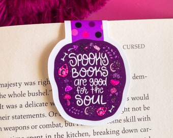 Spooky Books are Good for the Soul Magnetic Bookmark- Magnetic Bookmark - Halloween Bookmark