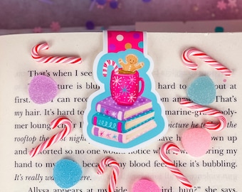 Gingerbread Book Stack Magnetic Bookmark - Holiday Bookmark - Bookish Magnetic Bookmark