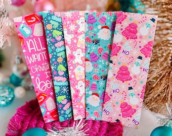 Pink Christmas Time Bookmark Set or Individual, Cute Bookmark