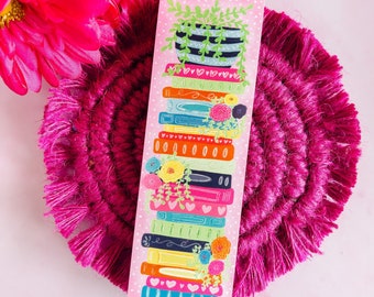 Botanical Book Stack Bookmark - Cute Bookmark - Book Lover