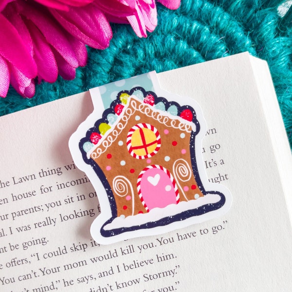 Christmas Gingerbread House Magnetic Bookmark - Holiday Bookmark