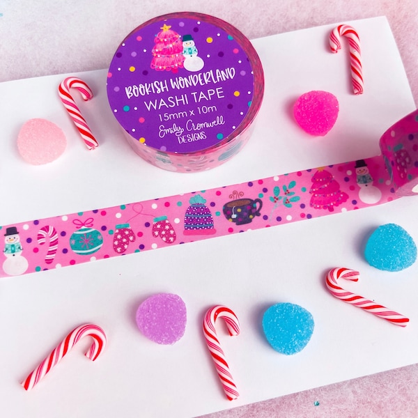 Bookish Wonderland Washi Tape - 1 Roll Washi Tape - Christmas Washi Tape