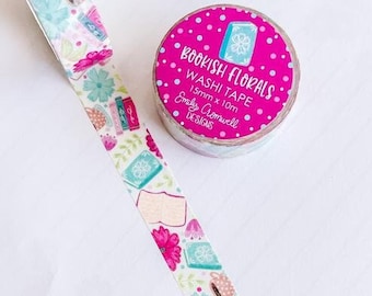 Cinta washi con motivos florales de libros - 1 rollo - Cinta washi decorativa - Cinta para bullet journal