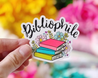 Bibliophile Book Stack Vinyl Sticker, Bookish Vinyl Decal, Hand Lettered Sticker, Laptop Sticker, Gifts for Her