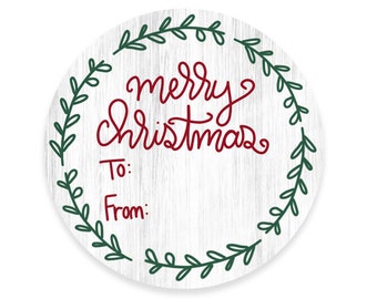 Christmas Stickers - Christmas Gift Tag Labels - Christmas Tree - Stickers for Gifts - Christmas Can Labels - Round Labels