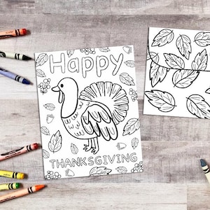 Printable Thanksgiving Card - Coloring Thanksgiving Card - Coloring Page Card - Printable Thanksgiving Activity - Classroom