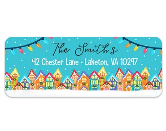 Christmas Address Labels - Return Address Label - Personalized Christmas Labels -  Christmas Lights - 30 Labels - Waterproof Labels