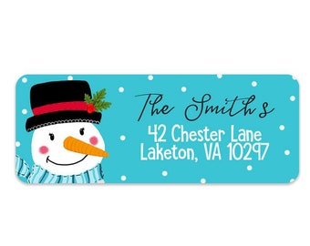 30 Custom Christmas Snowman Gift Personalized Address Labels 
